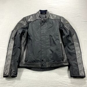 VTG Hein Gericke Jacket Women Medium Black Leather Nylon Biker Motorcycle Padded